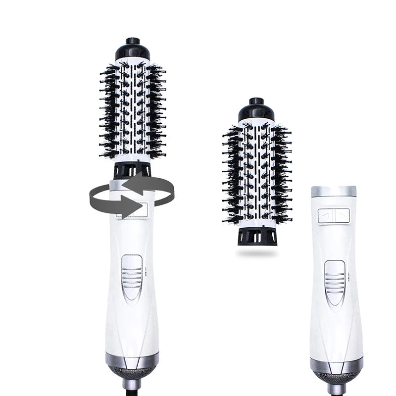 2-in-1 Rotating Negative Ion Hot Air Brush Hair Dryer