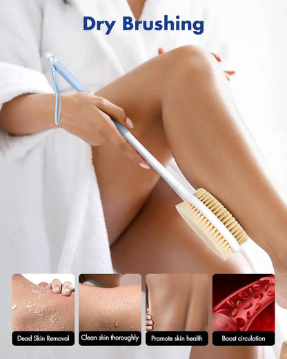 Dual-Bristle Long-Handle Back Scrubber Brush