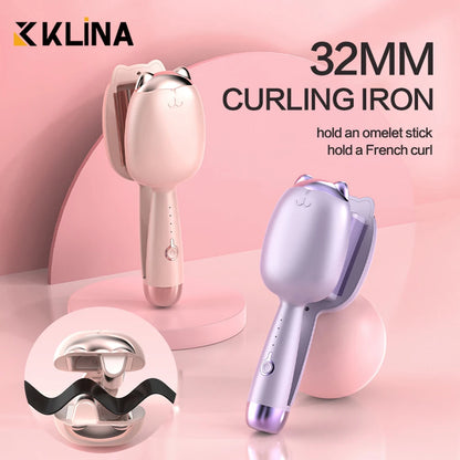 Professional Purple Egg Roll Dual-Barrel Hair Waver Curling Iron