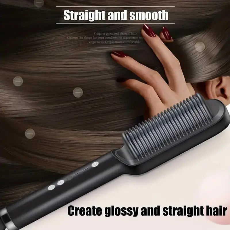 2-in-1 Electric Hair Straightening Comb and Curling Tool