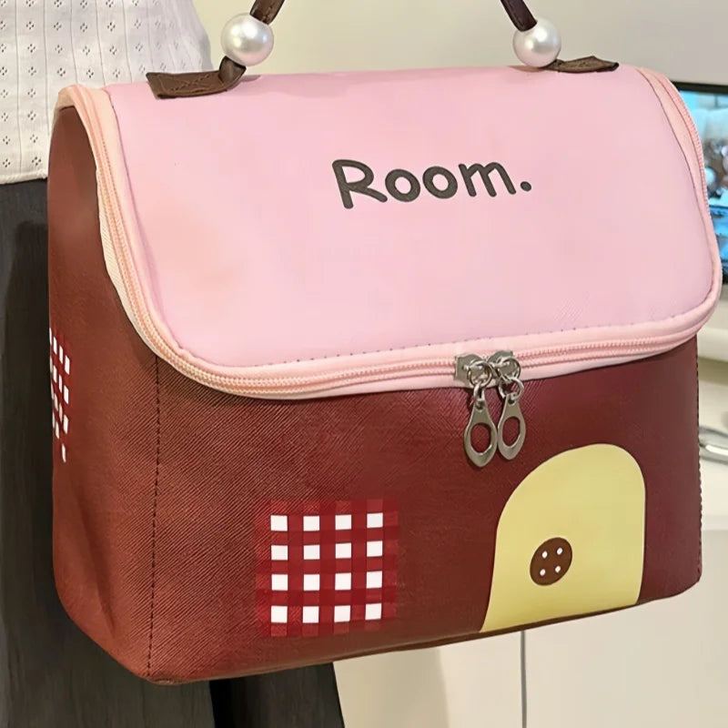 Large-Capacity House-Shaped Travel Cosmetic Bag
