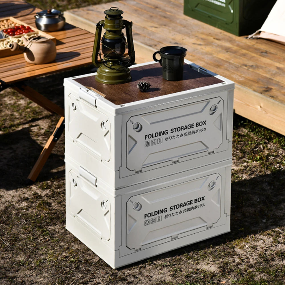 Dual-Purpose Folding Storage Box and Table