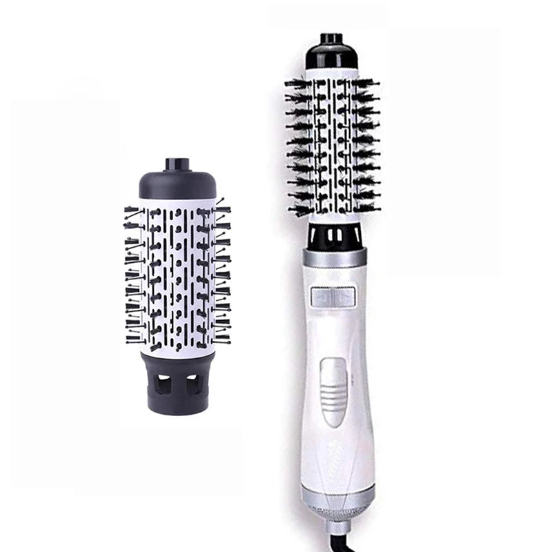 2-in-1 Rotating Negative Ion Hot Air Brush Hair Dryer