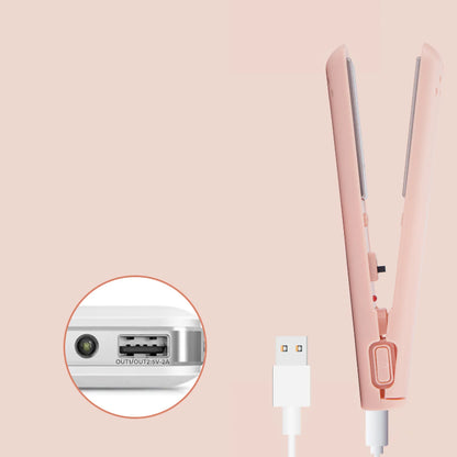 Mini 2-in-1 USB Ceramic Hair Straightener and Curling Iron