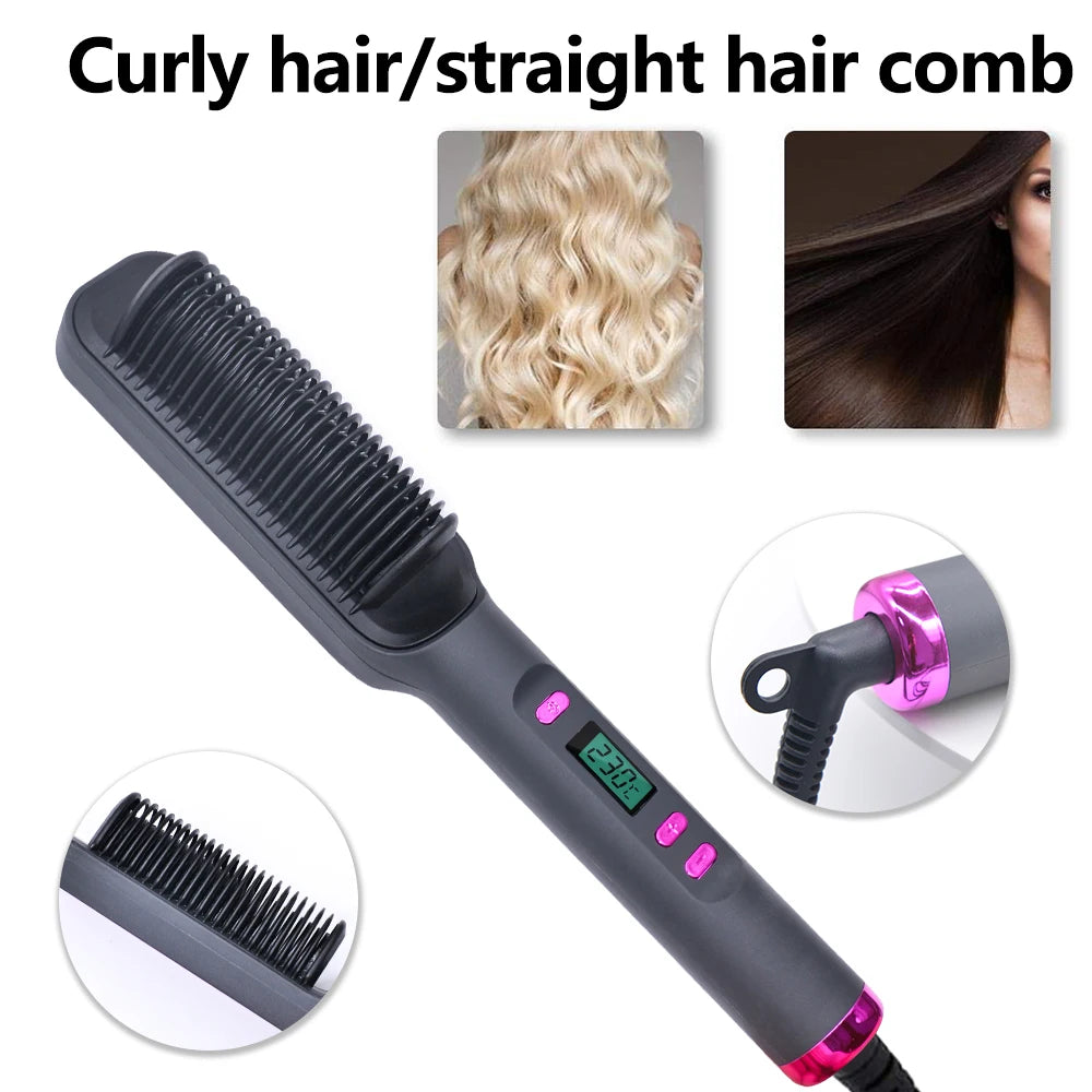 Electric Hot Comb Straightening Brush