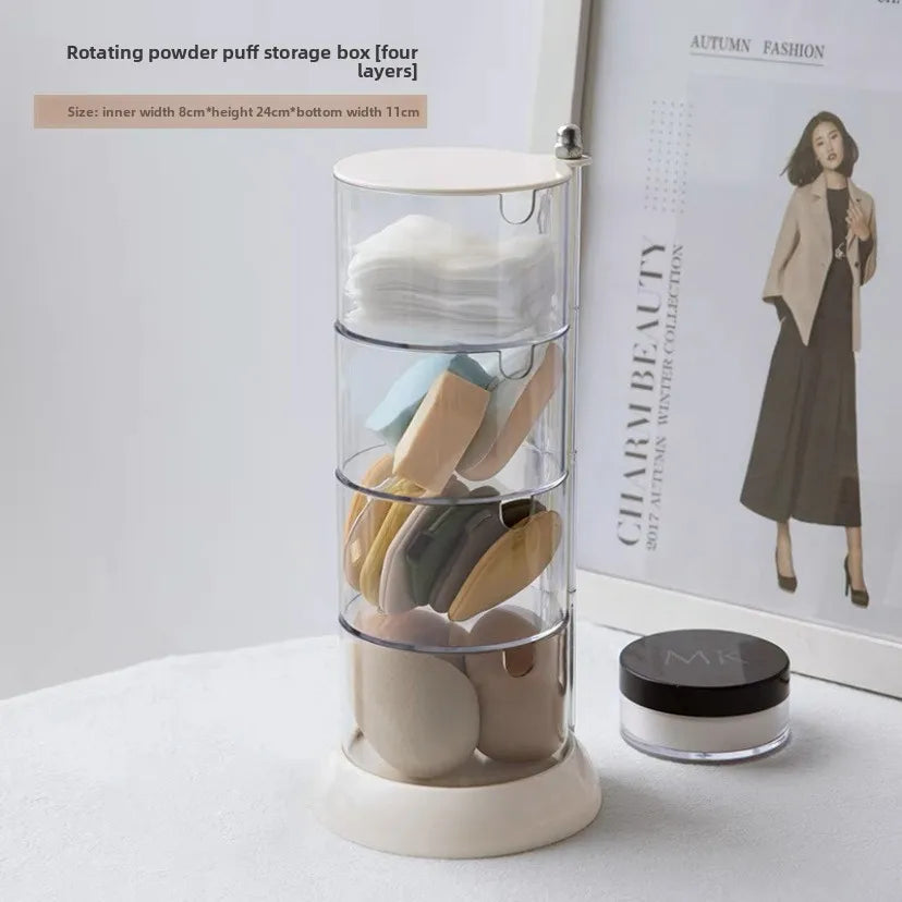 Rotating Dustproof Puff Storage Box
