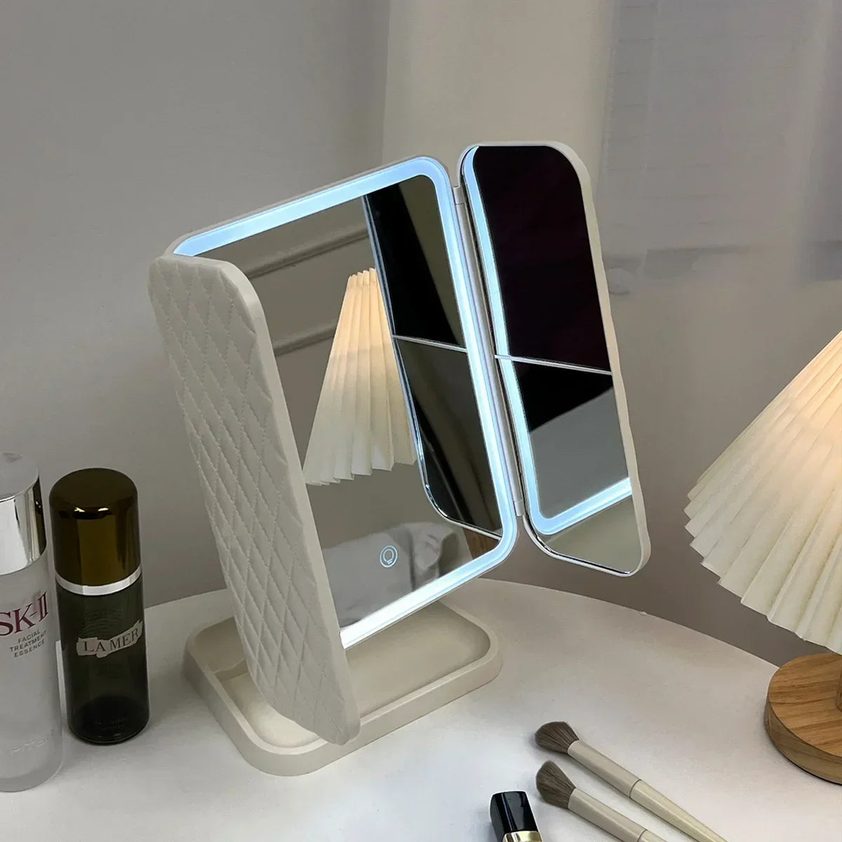 Trifold LED Makeup Mirror