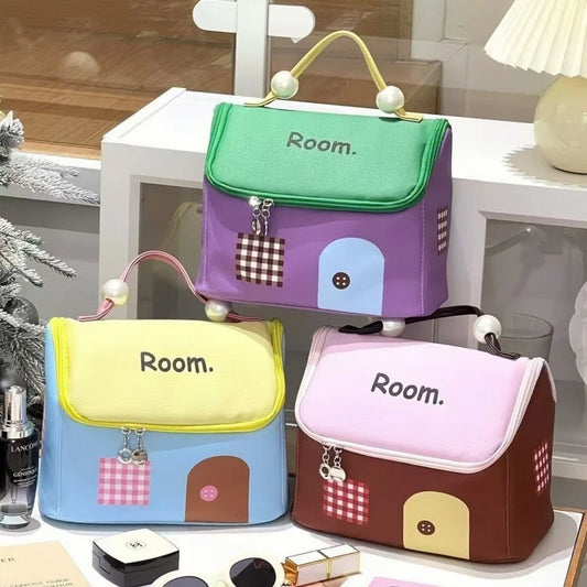 Large-Capacity House-Shaped Travel Cosmetic Bag