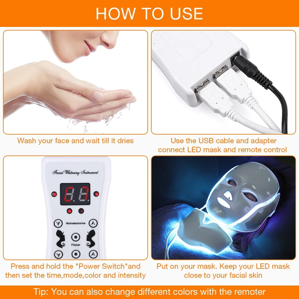 7-Color LED Facial and Neck Photon Mask