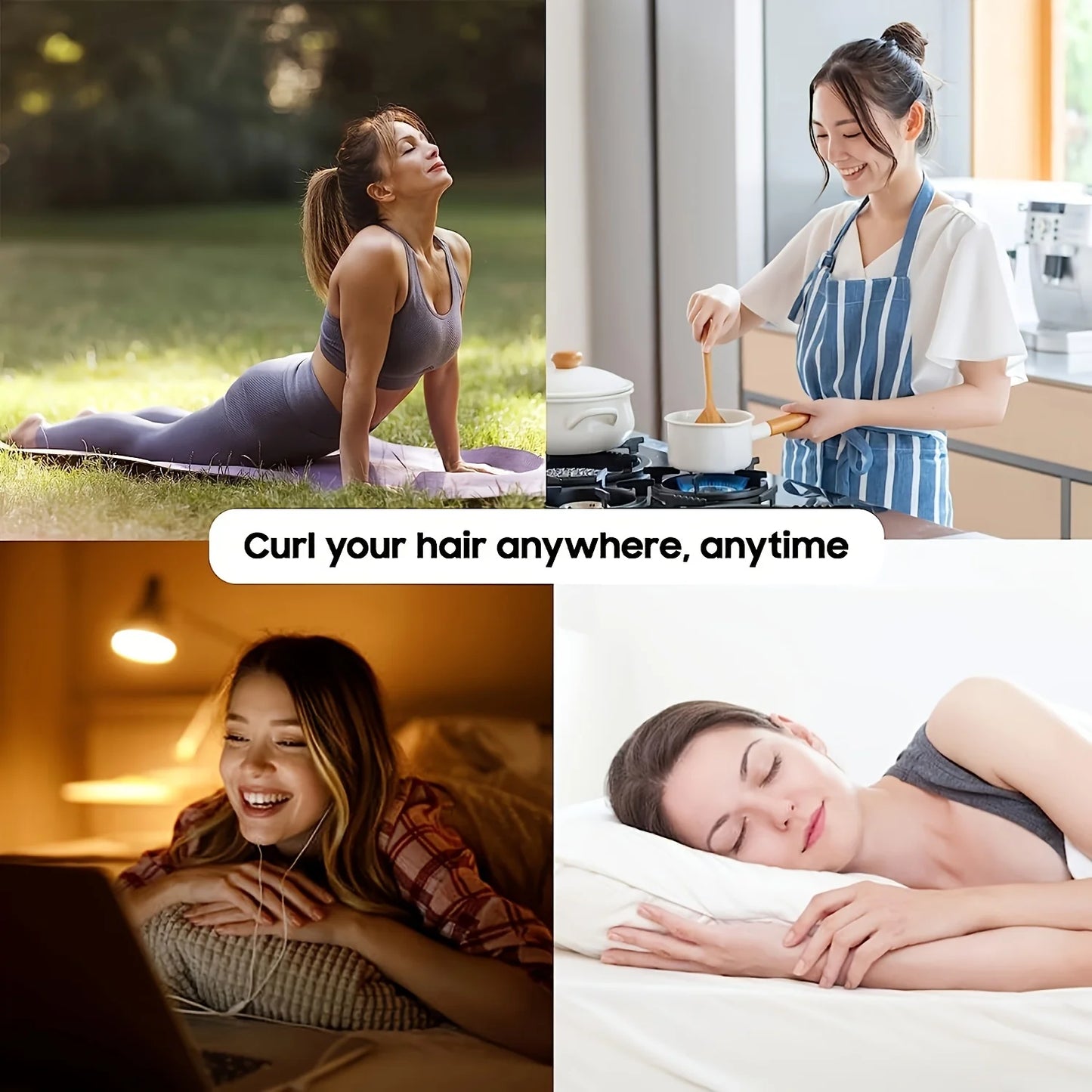 Heat-Free Satin Hair Curler and Silk Sleeping Cap Set