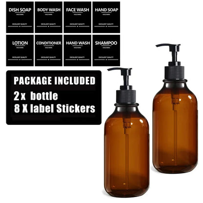 Reusable 500ml Amber Soap Bottle Set