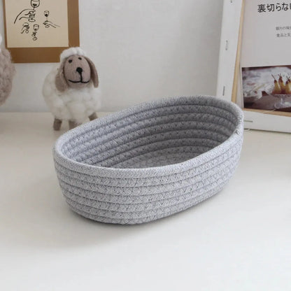 Gray Cotton Woven Storage Basket