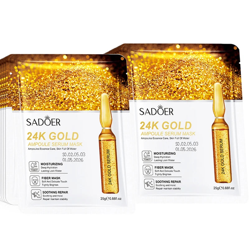 24K Gold Vitamin C and Hyaluronic Acid Facial Mask Set