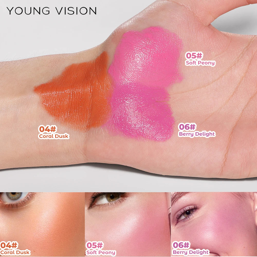 Six-Color Matte Heart Blush 3-in-1 Stick