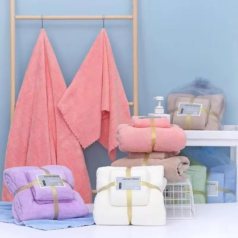 Super Soft Coral Velvet Bath Towel Set