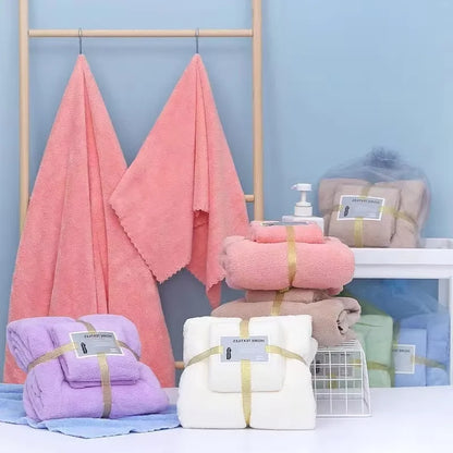 Super Soft Coral Velvet Bath Towel Set