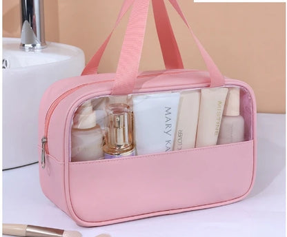 Beige Transparent Waterproof Makeup Bag