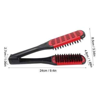 Boar Bristle Hair Straightening Clamp Comb