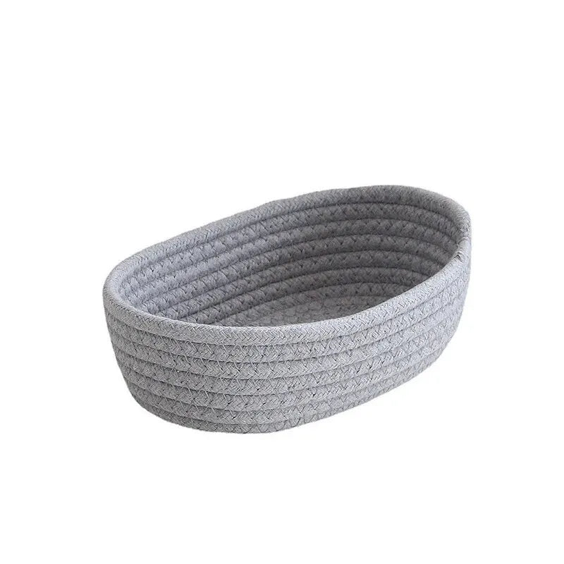 Gray Cotton Woven Storage Basket