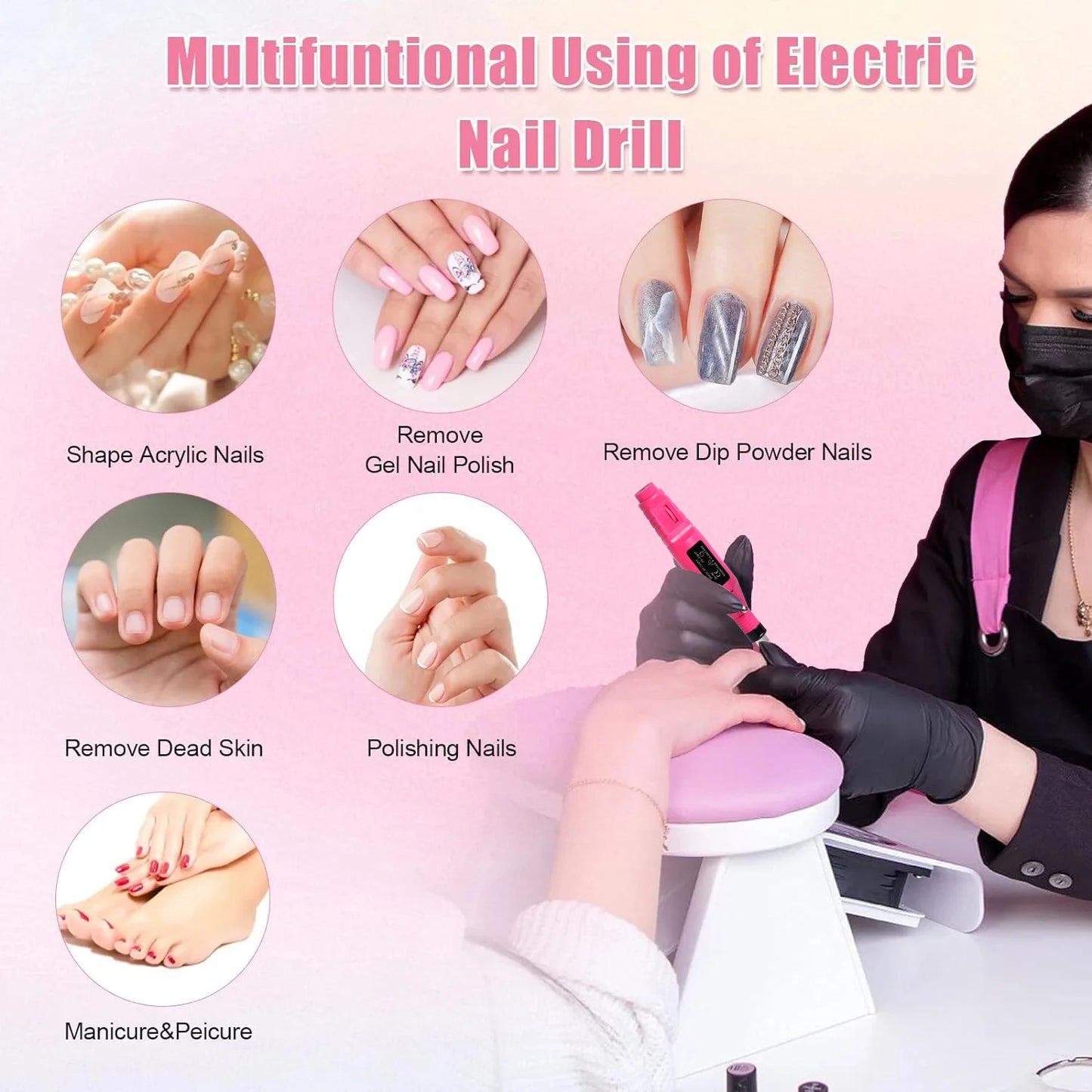 Powerful Electric Nail Drill Machine Set