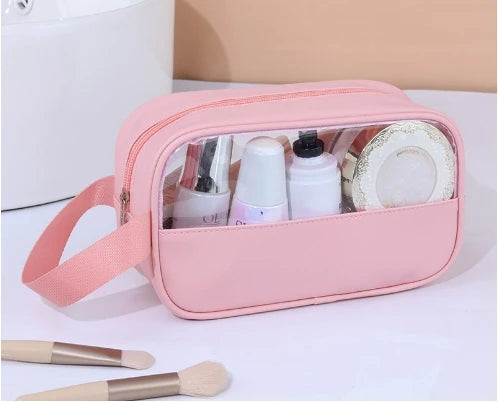 Beige Transparent Waterproof Makeup Bag