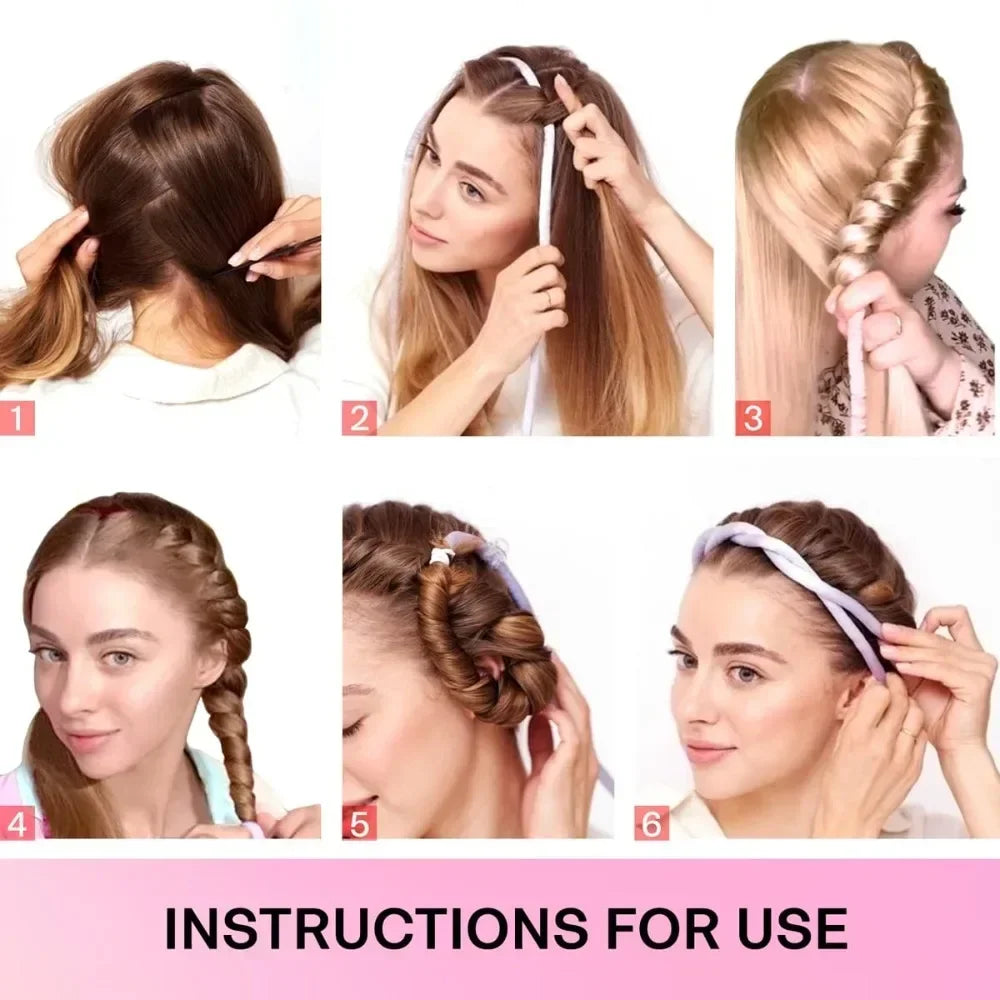 Heatless Curling Rod Headband Soft Silk No-Heat Overnight Rollers