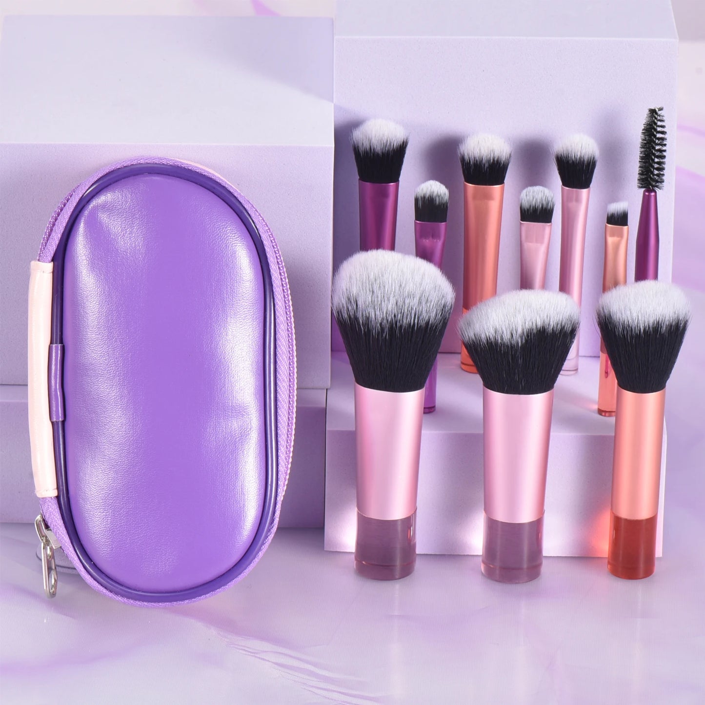 Mini Travel Makeup Brush and Puff Set