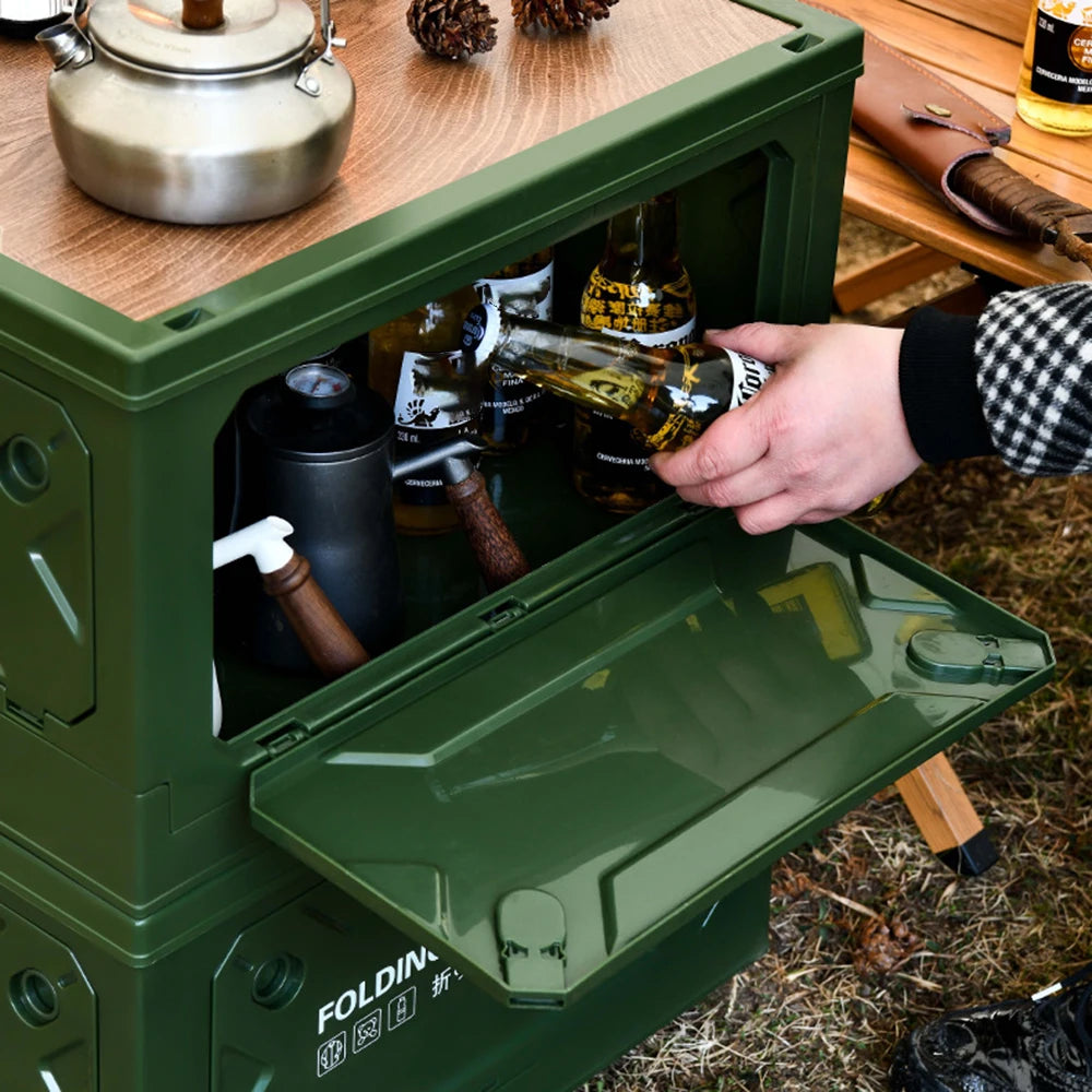 Dual-Purpose Folding Storage Box and Table