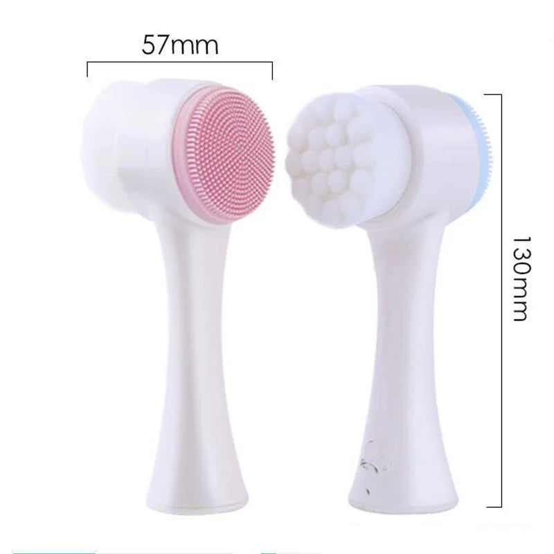 3D Double-Sided Silicone Facial Cleansing Brush