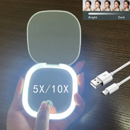 Foldable LED Pocket Makeup Mirror