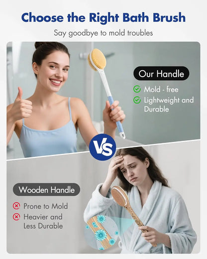 Dual-Bristle Long-Handle Back Scrubber Brush