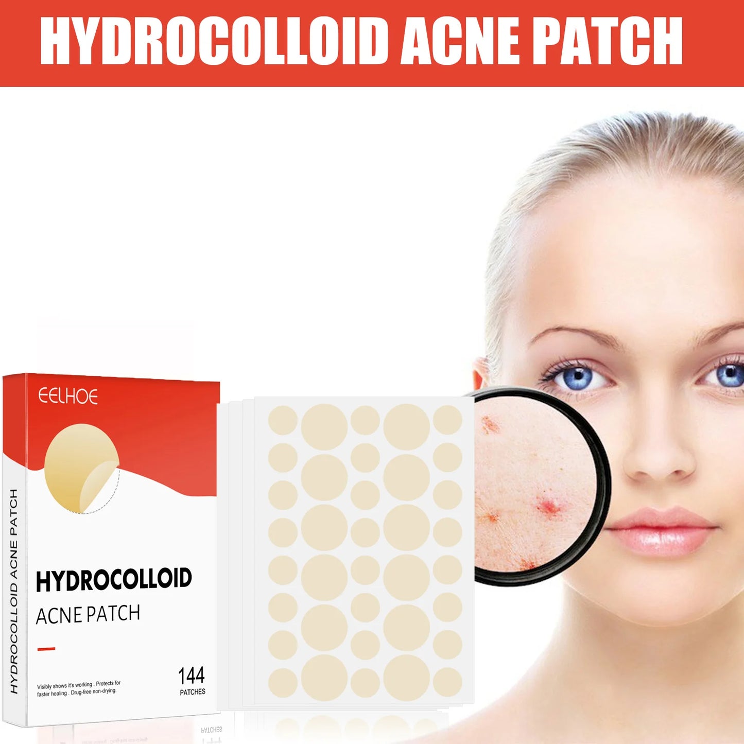 Invisible Hydrocolloid Acne Patches in Two Sizes