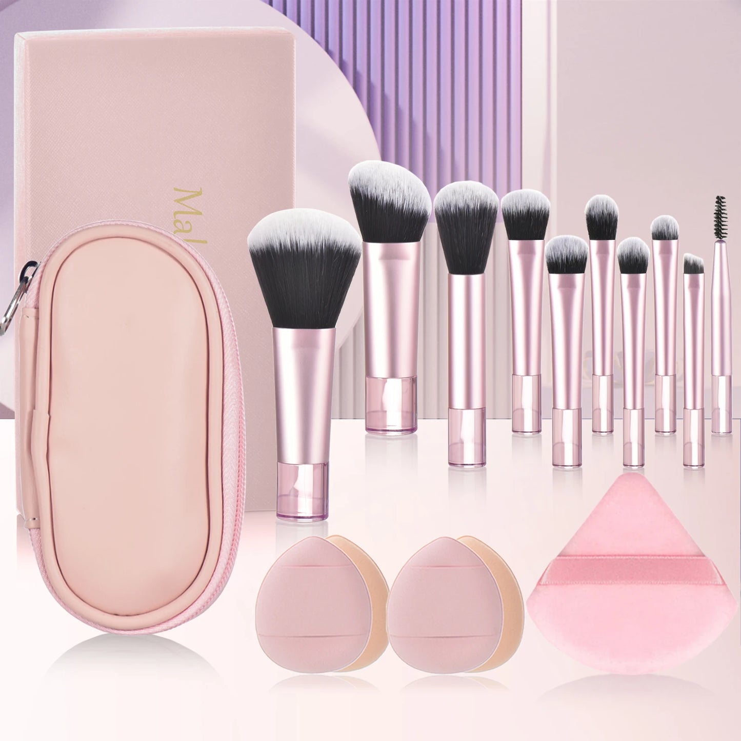 Mini Travel Makeup Brush and Puff Set