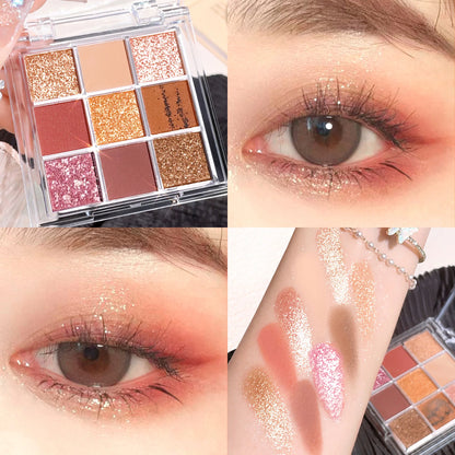 Nine-Color Matte and Glitter Eyeshadow Palette