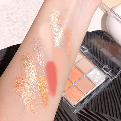 Nine-Color Matte and Glitter Eyeshadow Palette