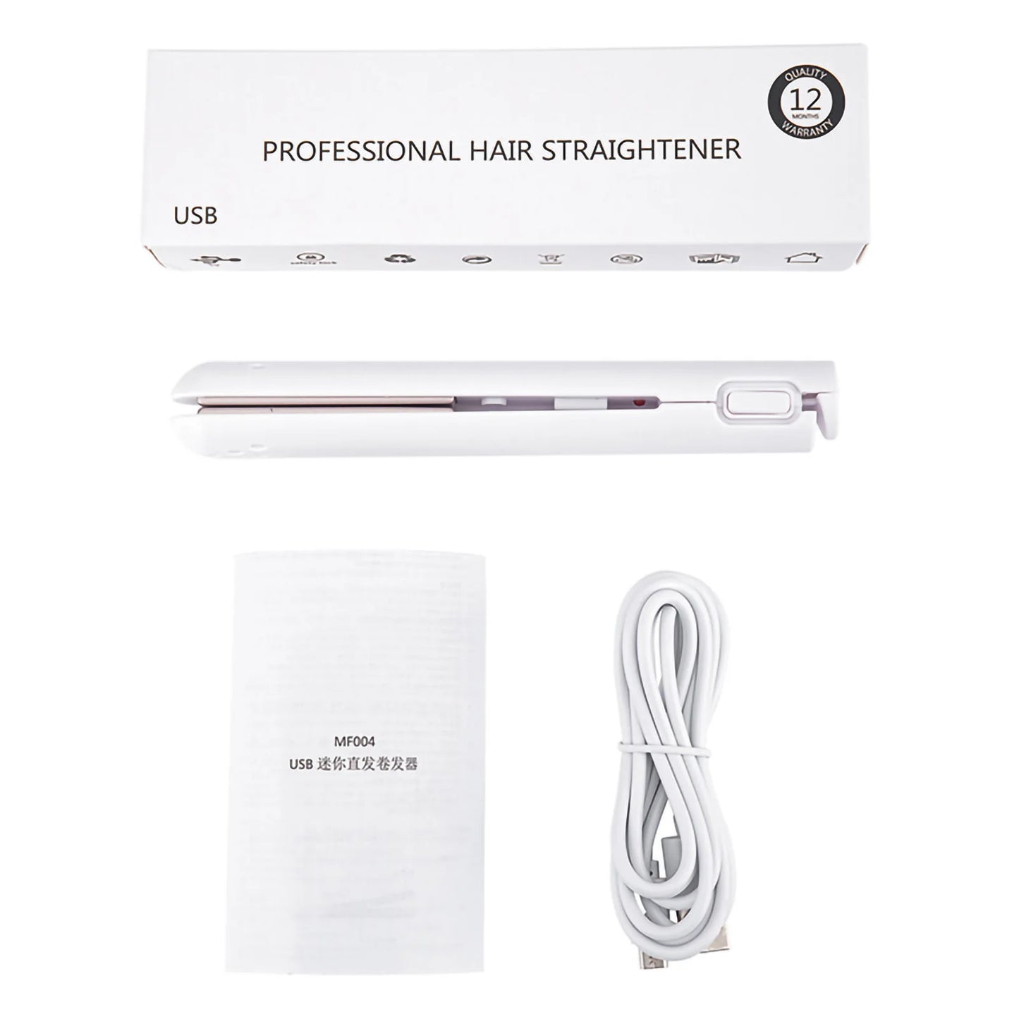 Mini 2-in-1 USB Ceramic Hair Straightener and Curling Iron