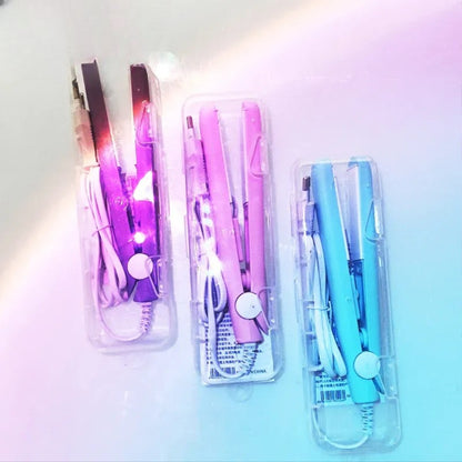 3-in-1 Mini Hair Straightener Curler Brush